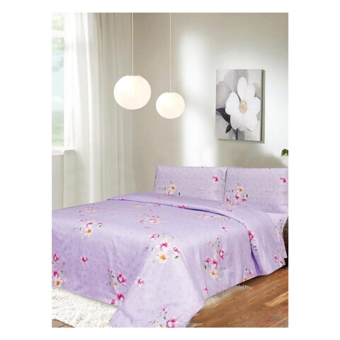Home &amp; Beyond ART057 King Printed Microfiber Flat Sheet Set 2592