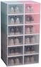 6 Se7En 10 Pack Storage Shoes Box, Plastic Foldable Stackable Clear Shoe Organizer Multi Color