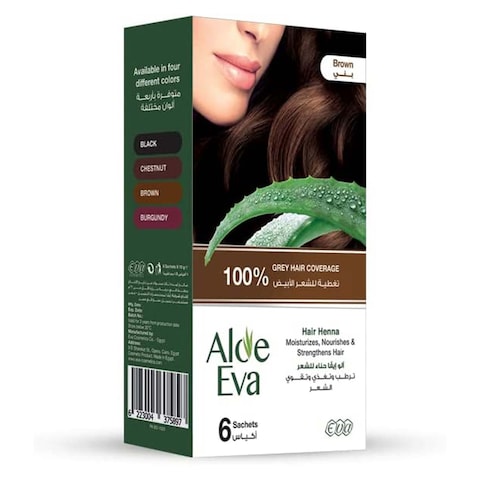 Aloe Eva Hair Henna - Brown - 6 Sachets x 10 gram