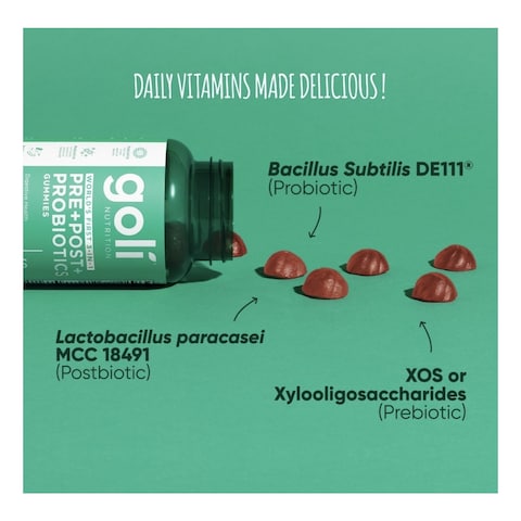 Goli Nutrition Pre Plus Post Plus Prebiotics Dietary Supplement Gummies, 60 Gummies