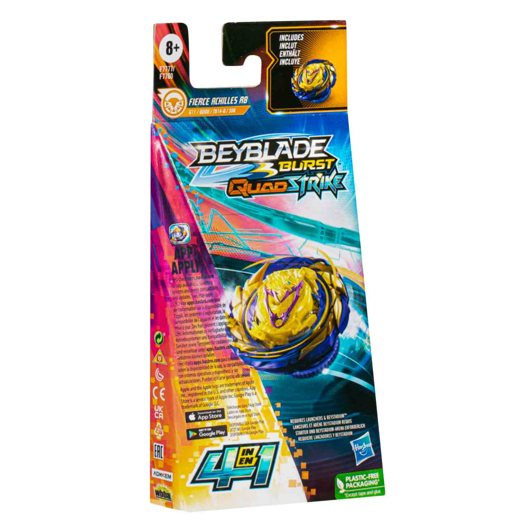 Attack The Music（FREQUENCY BLITZ） 7点セット Buy Hasbro F7777 Burst QuadStrike Fierce Achilles A8 Spinning Top