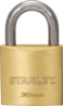 Stanley Padlock Brass 30mm Standard Shackle with 3 Keys