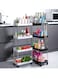 Cozy Nest 4 Tier Rolling Trolley Storage Organizer Utility Cart with Hooks &amp; Lockable Wheels and Mobile Functional Shelves for Bathroom Kitchen Office and Laundry Room (Black)