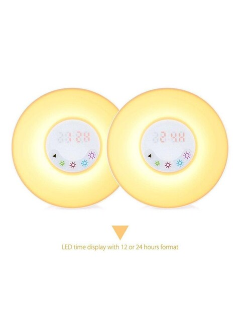 Generic - Sunrise Simulation Wake-up Light 6 Sounds Alarm Clock With FM Radio White/Yellow