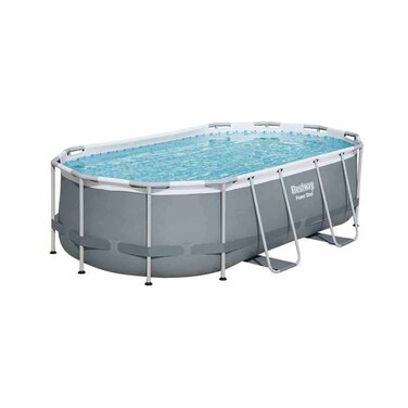 Bestway Power Steel Oval Pool Grey 4.24x2.5x1m