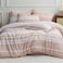 Luna Home King Size 6 Pieces, Coral Stripe Design Duvet Cover Set