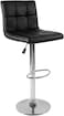 Modern Square PU Leather Adjustable Bar Stools with Back, Counter Height Swivel Stool (A-Black)