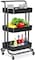 Orchid 3-Tier Multiuse Kitchen Organizer Rack Storage Trolleys Removable Storage Tower Rack Bathroom Shelf with Wheels and armrest Slim Rolling Storage Rack | Rolling Cart with Wheels Handle (Black)