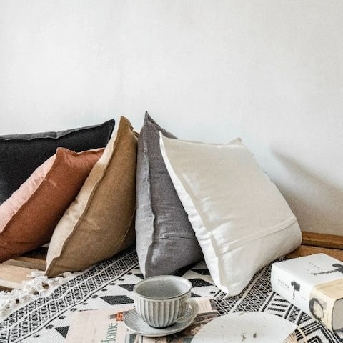 Luna Home 1 Piece 50*50cm Size, 100% Linen Cushion Cover, Solid Light Gray