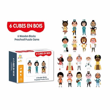 Babylove Wooden Cube Puzzle 3D Figure Cognitive Statue  Early Learning Aids