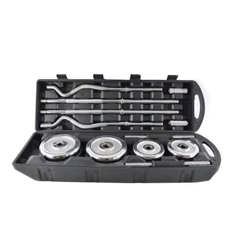 YALLA HomeGym 55KG Adjustable Chrome Dumbbell Barbell Set with Carry Case