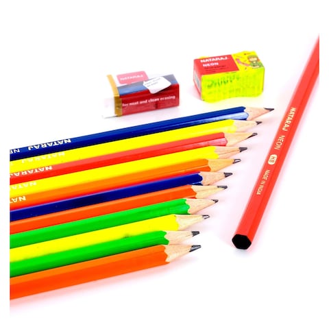 Nataraj Neon Triangle HB Pencils - 12 Pencils