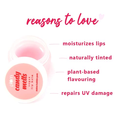 Plum Candy Melts Melon Bubble Yum Vegan Lip Balm 12g