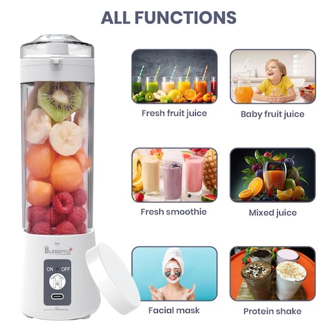 HomePro BlendPro Plus Electric USB-C Port Juicer Blender White 400ml