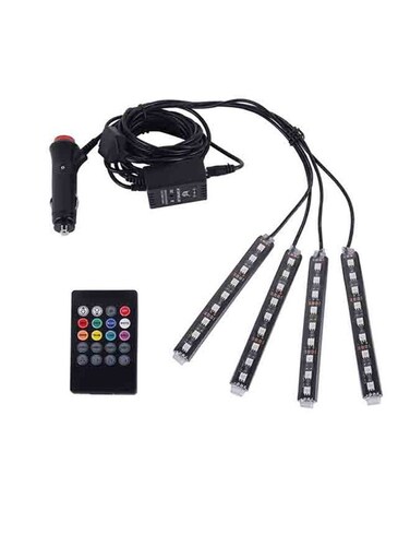 4 in 1 4.5W 36 SMD-5050-LEDs RGB Car Interior Floor Decoration Atmosphere LED With Wireless Remote Control And Voice Control Function, DC 12V