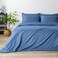 Luna Home Premium 6 Piece King Size Duvet Cover Satin Stripe Solid Stone Blue