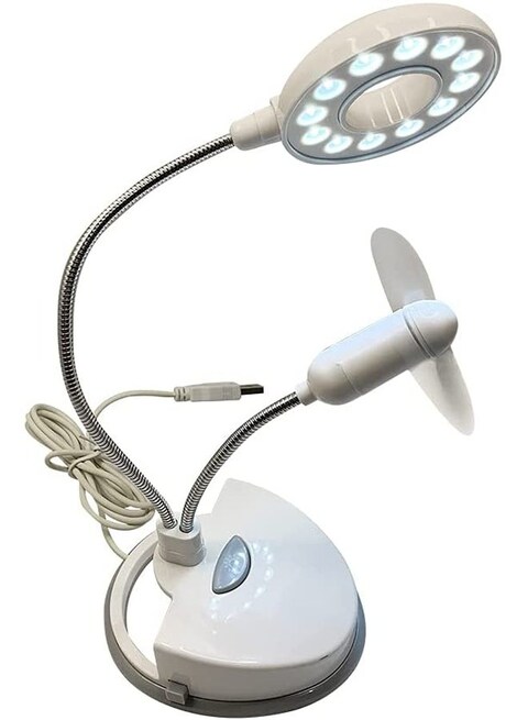 Sunshine LED USB Light Lamp With Fan White