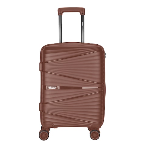 Hard Case Carry On Luggage Trolley For Unisex Polypropylene Lightweight 4 Double Wheeled Suitcase With Built In TSA Type Lock Travel Bag KH1005 Rose Gold