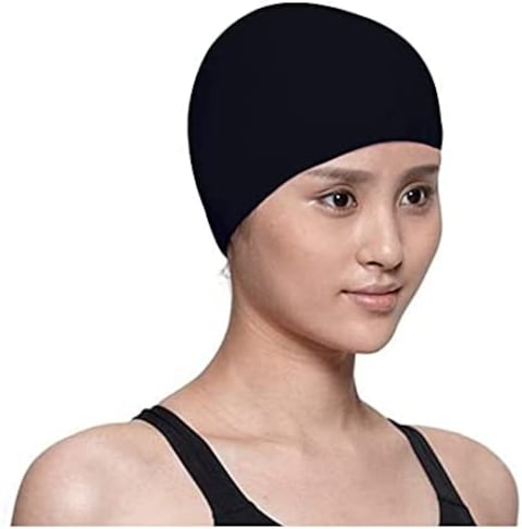 Aiwanto - 1 Pc Black Swimming Cap Waterproof Reusable Unisex Swimming Cap PU Coating Long Hair Head Hat Bath Hat Swim Cap for Women and Men for Water Sports Club Activities