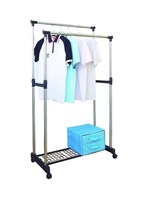 Buy Generic Double Pole Cloths Rack Hanger Silver 1.5kg in UAE