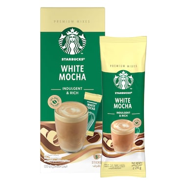 Starbucks White Mocha Premium Instant Coffee Mix, 24g Pack of 5