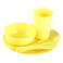 طقم أدوات مائدة بلاستيكية مسطحة - أصفر 6 قطع