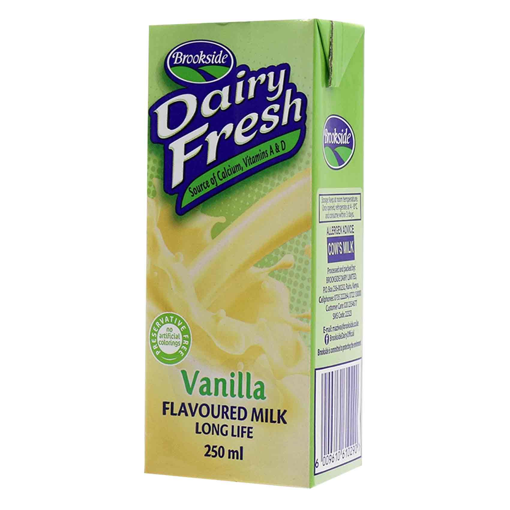 Brookside Dairy Fresh Vanilla Flavoured Milk 250Ml X Pack Of 6  Long Life
