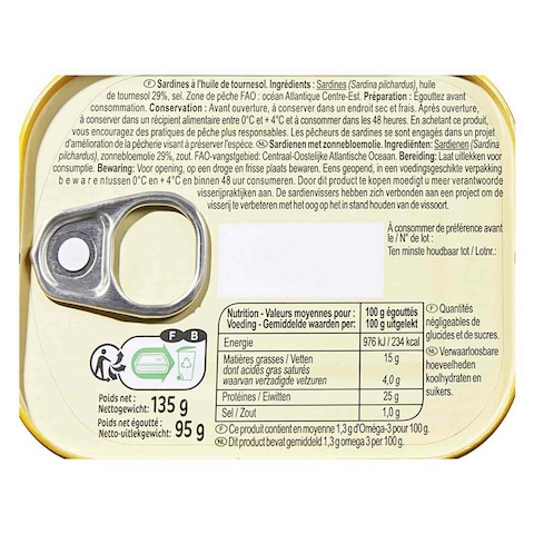 Carrefour 1/5 Sardines Sunflower Oil 135g