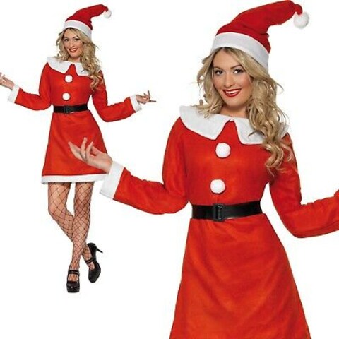 Smiffys Miss Santa Costume with Hood- Small- Red