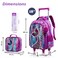 Eazy Kids - 18" Set of 4 Trolley School Bag with Glitter 550ml Water Bottle, Lunch Bag &amp; Pencil Case - Mermaid Purple