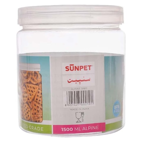 Sunpet Jar with Plastic Lid - 1500 ml - Transparent 