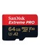Sandisk Extreme PRO UHS-I U3 MicroSDXC Memory Card 64GB Black/Red