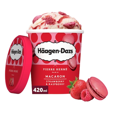 Haagen-Dazs Macaron Strawberry and Raspberry Ice Cream Tub 420ml