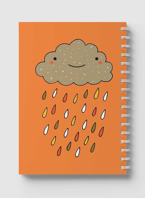 Lowha Spiral Notebook With 60 Sheets And Hard Paper Covers With Cloud &amp; Rain Design, For Jotting Notes And Reminders, For Work, University, School