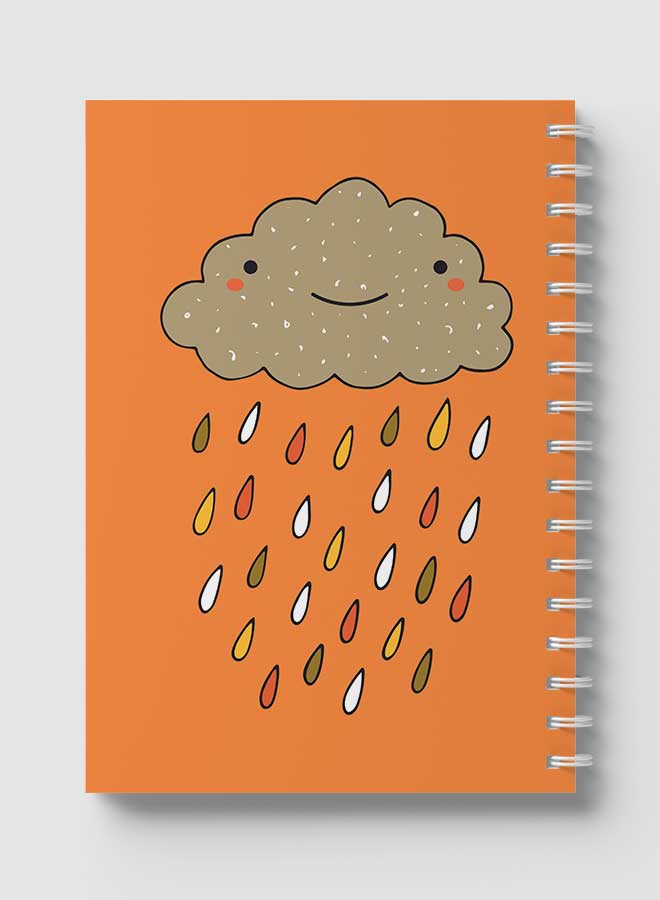 Lowha Spiral Notebook With 60 Sheets And Hard Paper Covers With Cloud &amp; Rain Design, For Jotting Notes And Reminders, For Work, University, School