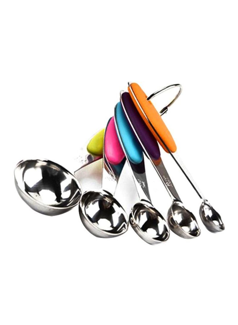 Generic 5-Piece Stainless Steel Measuring Spoon Silver/Red/Blue