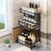 3 Tier Metal Kitchen Spice Rack Countertop Standing Corner Shelf Removable Seasoning Organizer Jars Bottle Storage Knife Utensils Holder with 3 Hooks, Black