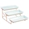 3 Tier Rectangle Plate With Gold Stand White