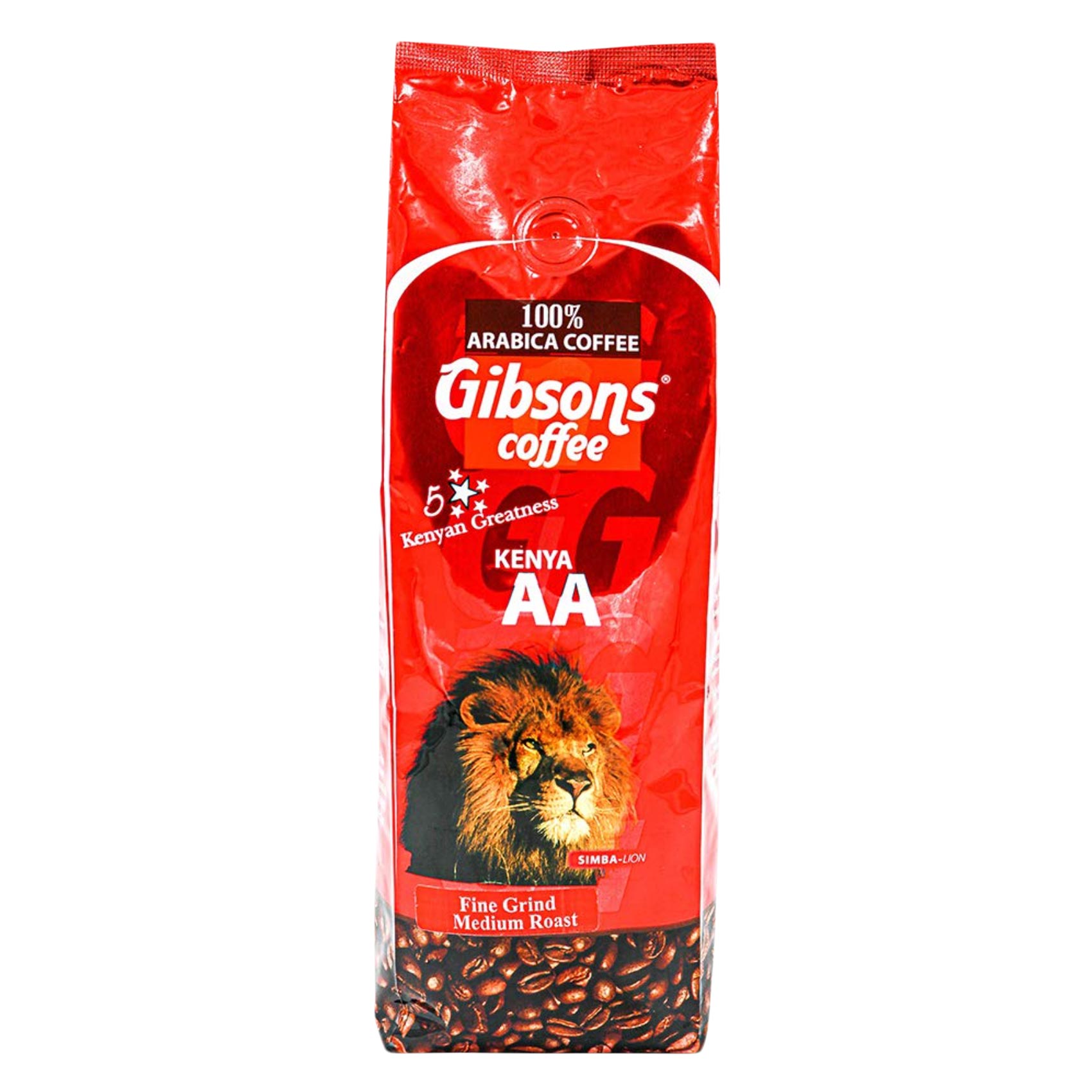Gibson Kenya AA Fine Grind Medium Roast Arabica Coffee 250g