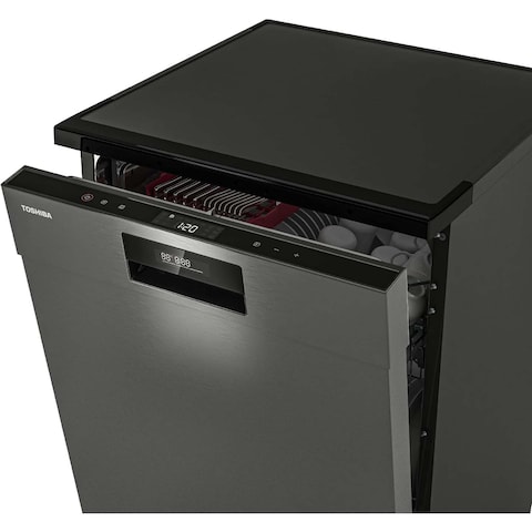 Toshiba 15 Place Settings, 3 Layer basket, Origin Inverter, 8 Programmes, 4 Functions Dishwasher Black DW-15F3ME(BS)