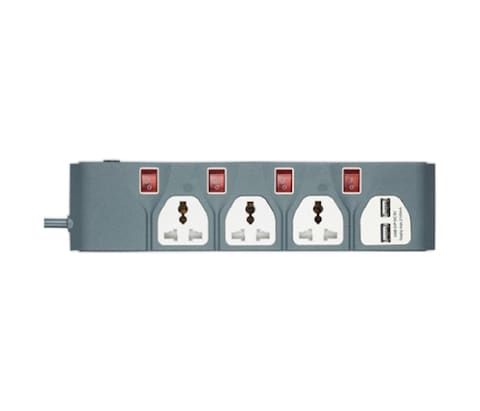 اشتري Olsenmark 2-Way Extension Socket with Individual Switches- OMES1730D/ 2 Way USB Ports, with PP Fire Proof Housing and Copper Parts, Child Safety Shutter/ 3-meter Cord, Ideal for Home, Office في الامارات