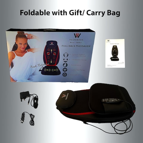 TECKWAVE Full Back &amp; Shoulder Massager with Heat, Vibration Seat &amp; Control Panel for Use at Home or in the Car