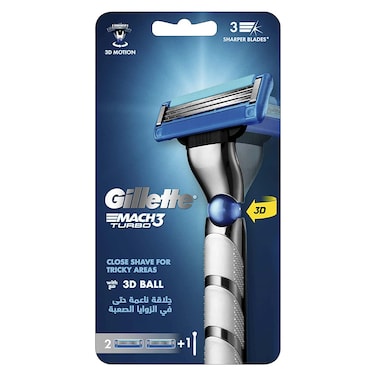 Gillette Mach3 Turbo 3D Razor Handle + 2 Blades