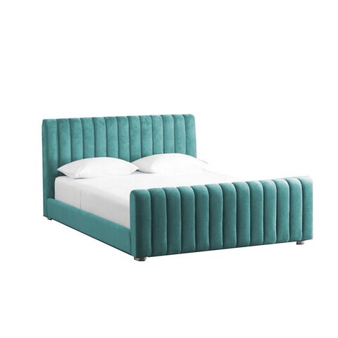 إن هاوس مارتوس هيكل سرير منجد بالمخمل - نفر ونص - 200×160 سم - تركواز