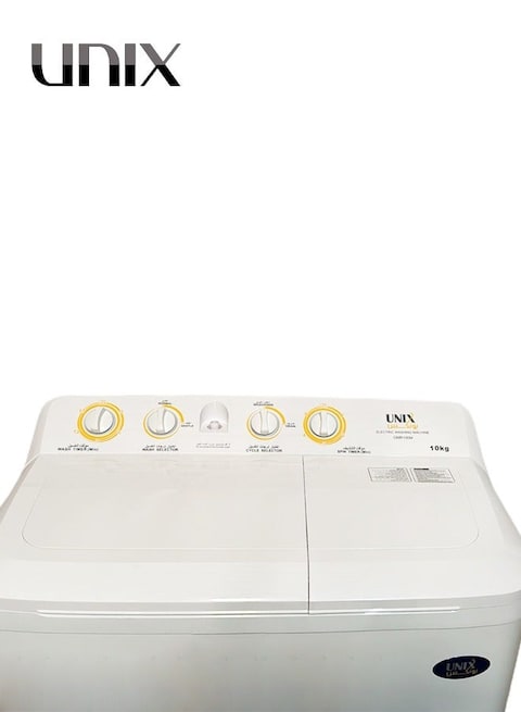 Unix Twin Tub Washing Machine, Top Load, 10 Kg, White, OMR, 100, Installation Not Included