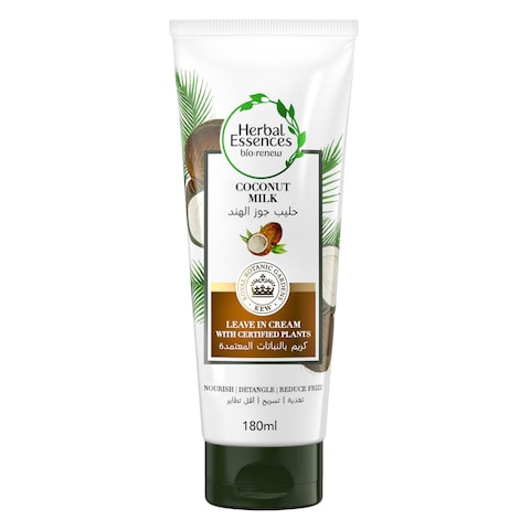 Herbal Essences Coconut Milk Leave-In Conditioner with Certified Plants to Reduce Frizz, 180ml 