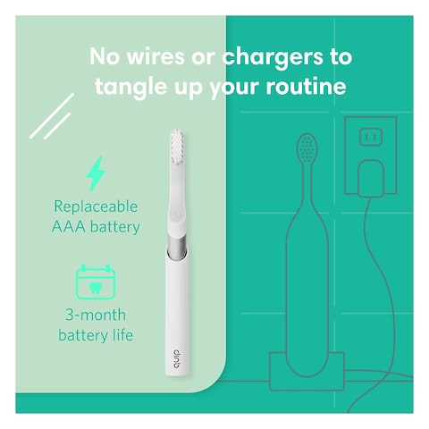 Quip Adult Electric Toothbrush with Travel Cover Silver
