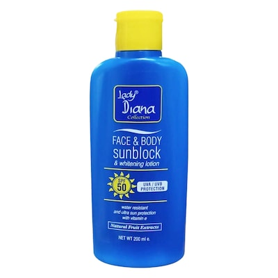 Lady Diana Collection Fruit Extracts Face And Body Sunblock And Whitening Lotion SPF 50 200ml