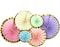 Thepartypopper - Pastel Mix With Gold Edging Hanging Paper Decoration Fan Set Of 6 For Birthday Party, Baby Shower, Bachelorette, Wedding