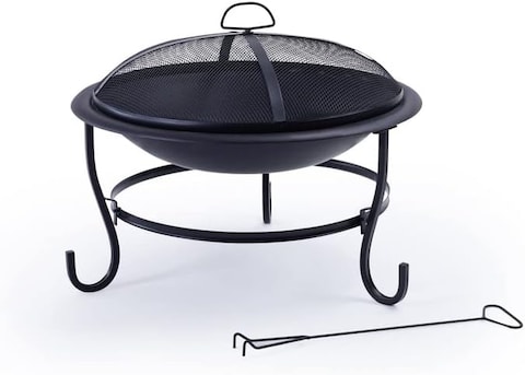 PAN Home Round Metal Fire Pit 60x60x44cm - Black